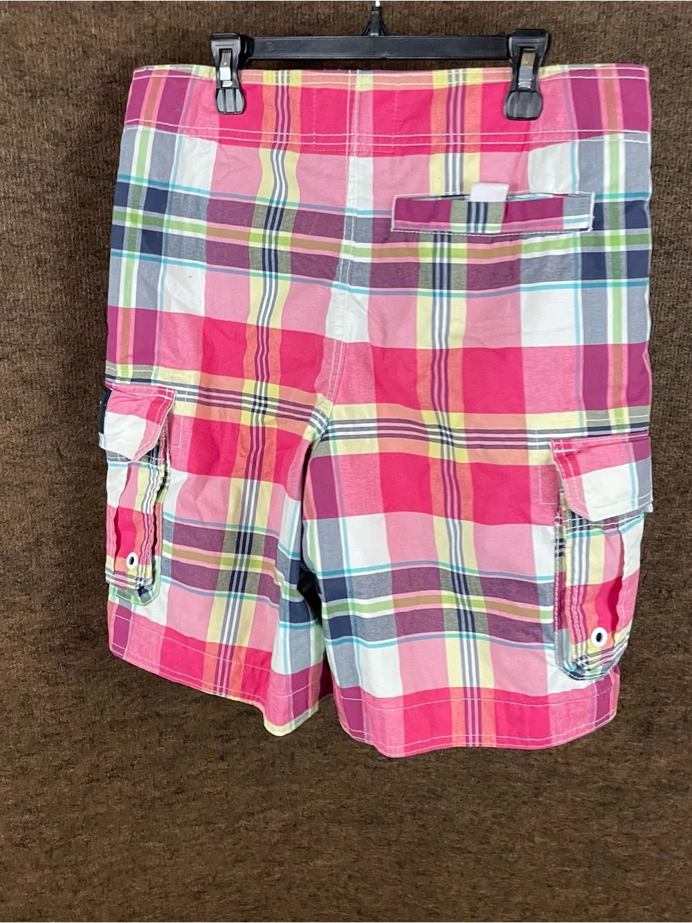Abercrombie & Fitch Swim Trunks Mens 30x8 Plaid Cargo Board Shorts Pink Y2K 72